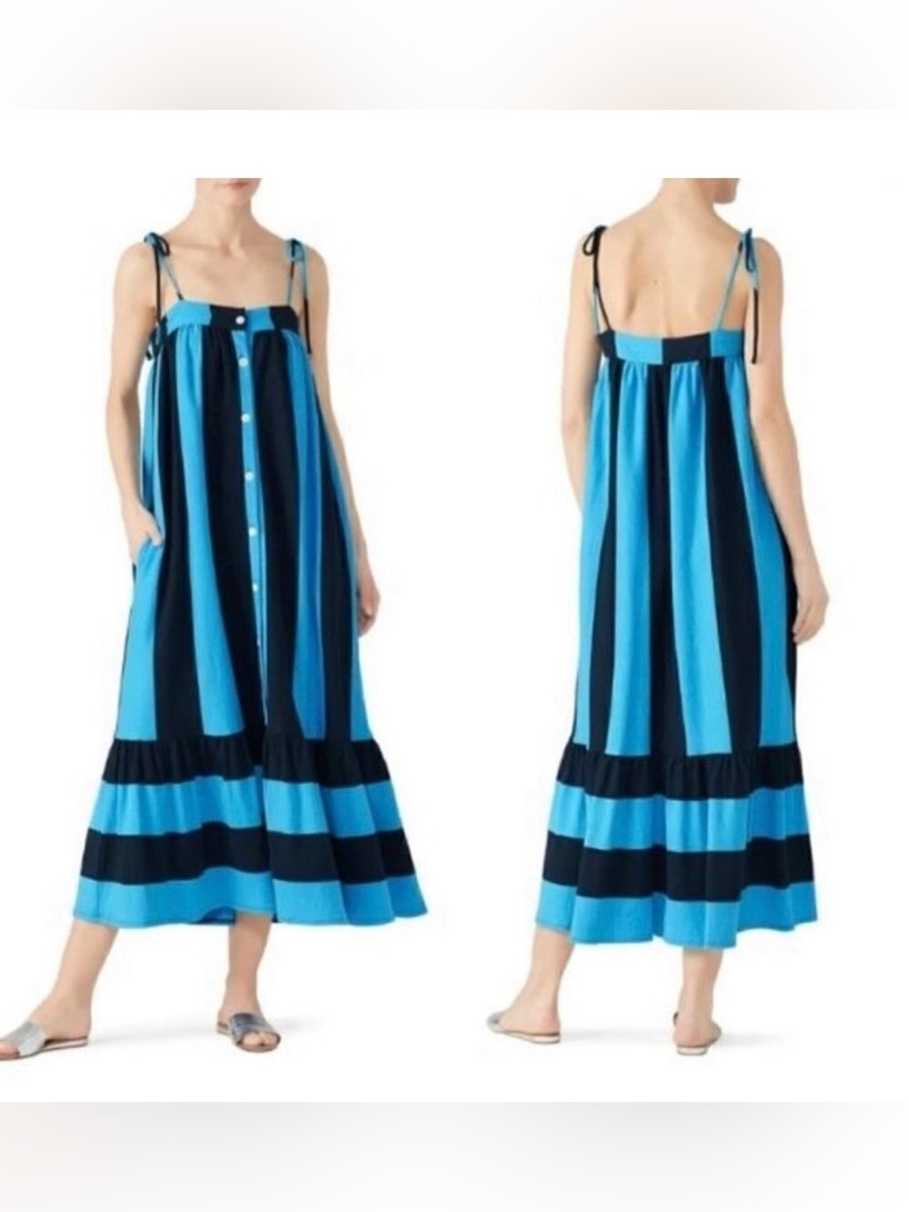 M.D.S Stripes Blue Maxi Dress - M/NWT